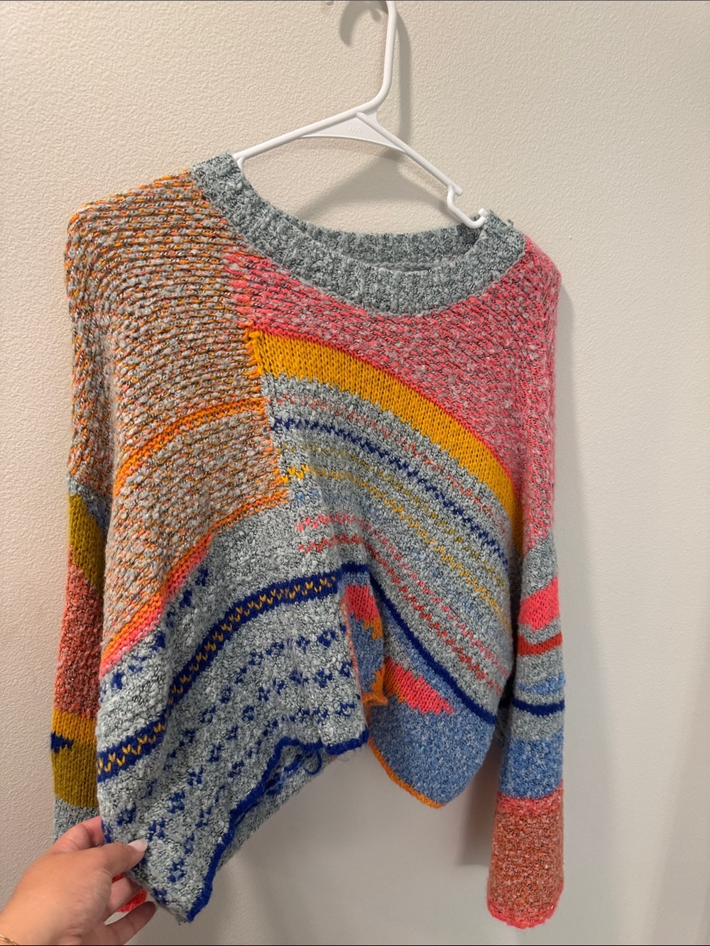 Multicolor Striped Knit Sweater - Cozy Patterned Crewneck